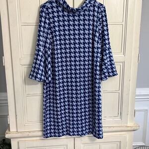 NWT Tyler Boe size large blue houndstooth check dress
